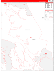 PetersburgBorough (County), AK Wall Map Zip Code Red Line Style 2024