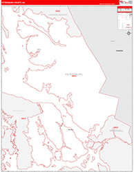 PetersburgBorough (County), AK Wall Map Zip Code Red Line Style 2026
