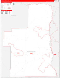 Petroleum County, MT Wall Map Zip Code Red Line Style 2024