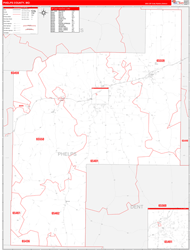 Phelps County, MO Wall Map Zip Code Red Line Style 2024