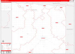 Phelps County, NE Wall Map Zip Code Red Line Style 2023