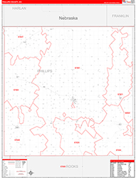 Phillips County, KS Wall Map Zip Code Red Line Style 2026