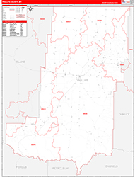 Phillips County, MT Wall Map Zip Code Red Line Style 2026