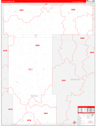Pierce County, ND Wall Map Zip Code Red Line Style 2023