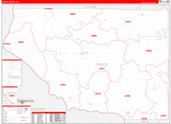 Pierce County, WI Wall Map Zip Code Red Line Style 2024