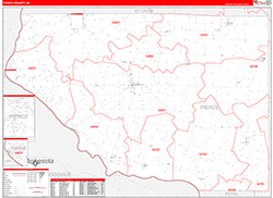Pierce County, WI Wall Map Zip Code Red Line Style 2026