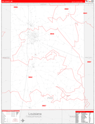 Pike County, MS Wall Map Zip Code Red Line Style 2024