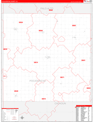 Pocahontas County, IA Wall Map Zip Code Red Line Style 2024