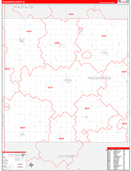 Pocahontas County, IA Wall Map Zip Code Red Line Style 2026
