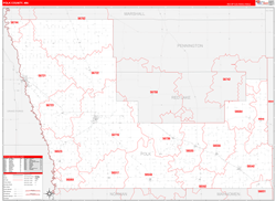 Polk County, MN Wall Map Zip Code Red Line Style 2024