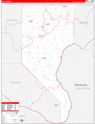 Pope County, IL Wall Map Zip Code Red Line Style 2026