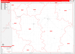 Pope County, MN Wall Map Zip Code Red Line Style 2024