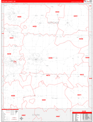 Portage County, OH Wall Map Zip Code Red Line Style 2024