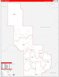 Powell County, MT Wall Map Zip Code Red Line Style 2026
