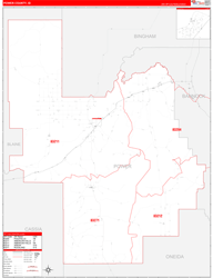 Power County, ID Wall Map Zip Code Red Line Style 2024