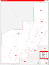 Quay County, NM Wall Map Zip Code Red Line Style 2024