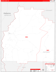 Quitman County, GA Wall Map Zip Code Red Line Style 2024