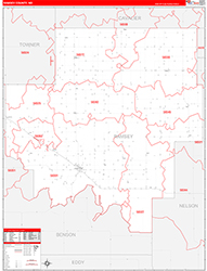 Ramsey County, ND Wall Map Zip Code Red Line Style 2026