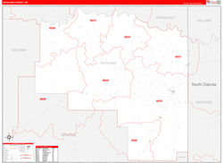 Richland County, MT Wall Map Zip Code Red Line Style 2024