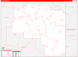 Richland County, MT Wall Map Zip Code Red Line Style 2026