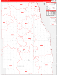 Richland County, ND Wall Map Zip Code Red Line Style 2023
