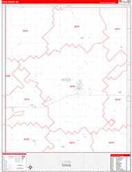Rock County, MN Wall Map Zip Code Red Line Style 2026