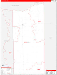 Rock County, NE Wall Map Zip Code Red Line Style 2023
