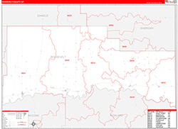 Roosevelt County, MT Wall Map Zip Code Red Line Style 2026