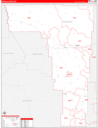 Rosebud County, MT Wall Map Zip Code Red Line Style 2026