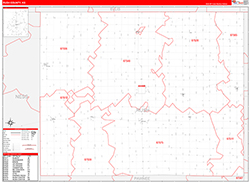 Rush County, KS Wall Map Zip Code Red Line Style 2026