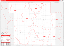 Sac County, IA Wall Map Zip Code Red Line Style 2024