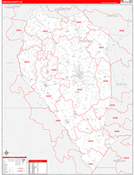 Sampson County, NC Wall Map Zip Code Red Line Style 2026