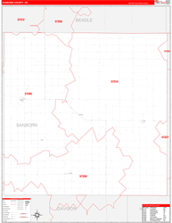 Sanborn County, SD Wall Map Zip Code Red Line Style 2024