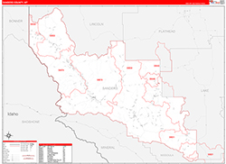 Sanders County, MT Wall Map Zip Code Red Line Style 2026