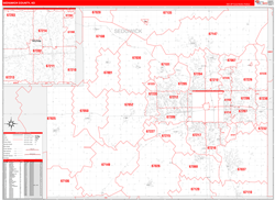Sedgwick County, KS Wall Map Zip Code Red Line Style 2024