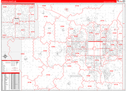 Sedgwick County, KS Wall Map Zip Code Red Line Style 2026