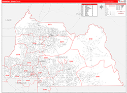 Seminole County, FL Wall Map Zip Code Red Line Style 2026