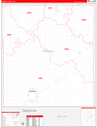 Seward County, KS Wall Map Zip Code Red Line Style 2024