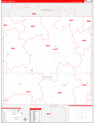 Seward County, NE Wall Map Zip Code Red Line Style 2024