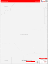 Shannon County, SD Wall Map Zip Code Red Line Style 2024