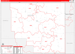 Sheridan County, MT Wall Map Zip Code Red Line Style 2026