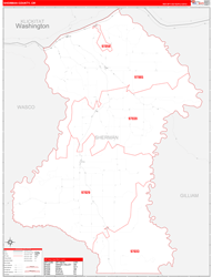 Sherman County, OR Wall Map Zip Code Red Line Style 2024