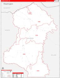 Sherman County, OR Wall Map Zip Code Red Line Style 2026