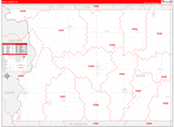 Sioux County, IA Wall Map Zip Code Red Line Style 2024