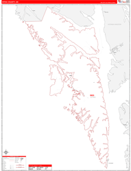 SitkaBorough (County), AK Wall Map Zip Code Red Line Style 2024
