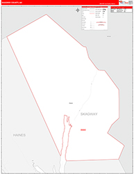 SkagwayBorough (County), AK Wall Map Zip Code Red Line Style 2026