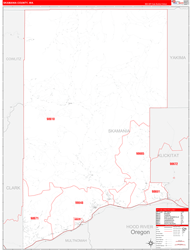 Skamania County, WA Wall Map Zip Code Red Line Style 2024