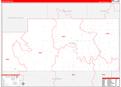 Slope County, ND Wall Map Zip Code Red Line Style 2026