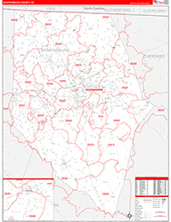 Spartanburg County, SC Wall Map Zip Code Red Line Style 2026