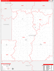 Stafford County, KS Wall Map Zip Code Red Line Style 2026